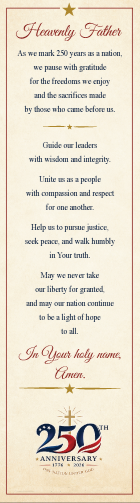 Prayer Bookmark Celebrating the 250th Anniversary of the United States of America (Box of 100)
