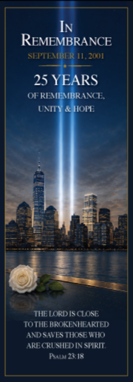 Prayer Bookmark Honoring the Memory of 9/11 (Box of 100)