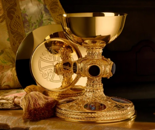 Molina - Onyx Stone & Enamel Medallion Chalice & Paten | 2315