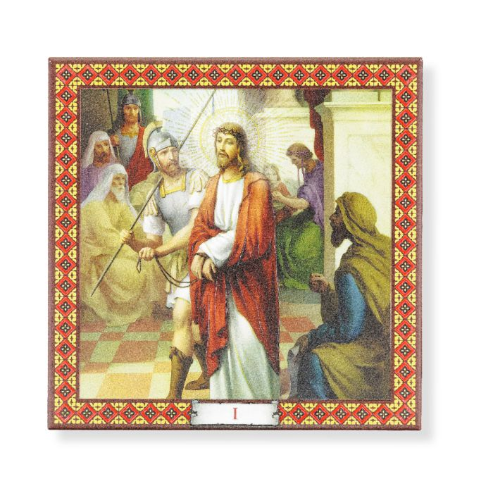 20cm x 20cm Stations of the Cross Ceramic Printed Tile, Set of 15