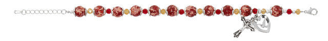RED MARBELINE ROSARY BRACELET - BR364