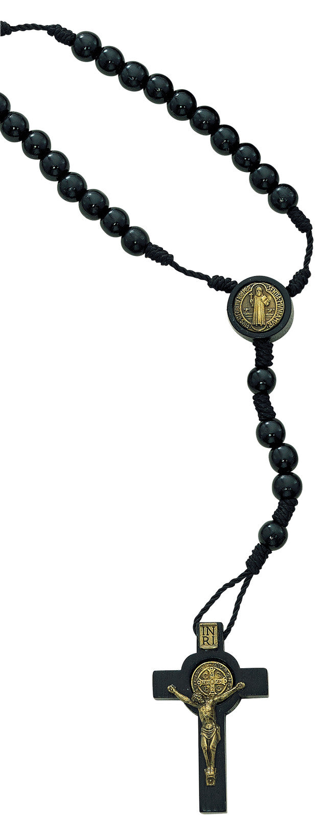 BLACK WOOD ST. BENEDICT ROSARY - P186F