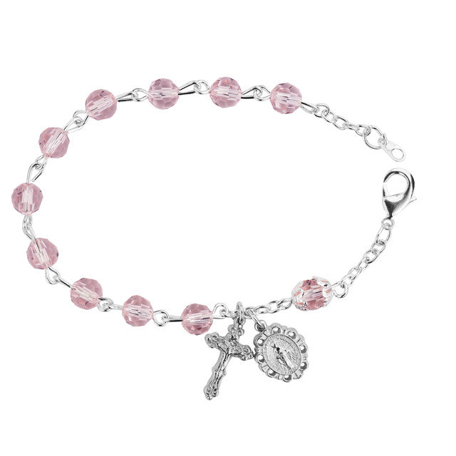 PINK CRYSTAL BRACELET ADULT - BR334D