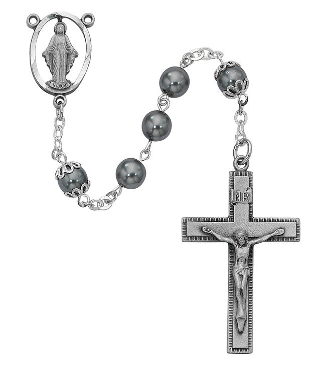 7MM IMITATION HEMATITE ROSARY - 603DF