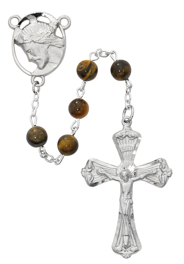6MM GENUINE TIGER EYE ROSARY - R754F