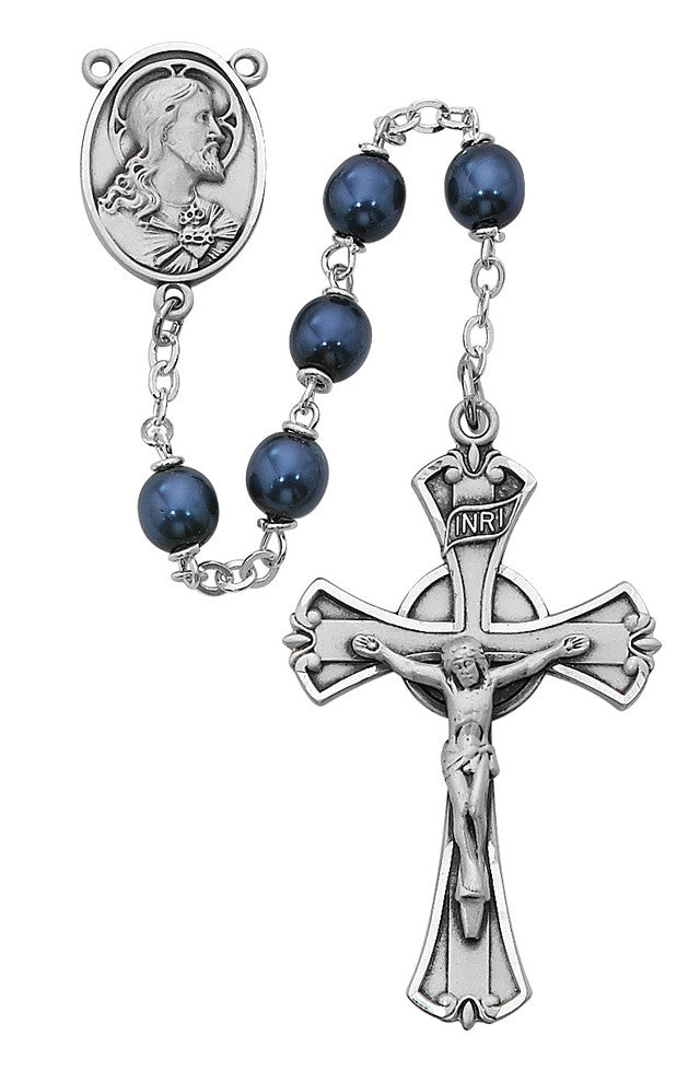 7MM BLUE METALLIC ROSARY - 593DF