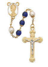 8MM BLUE/PEARL CAPPED ROSARY - 450HF