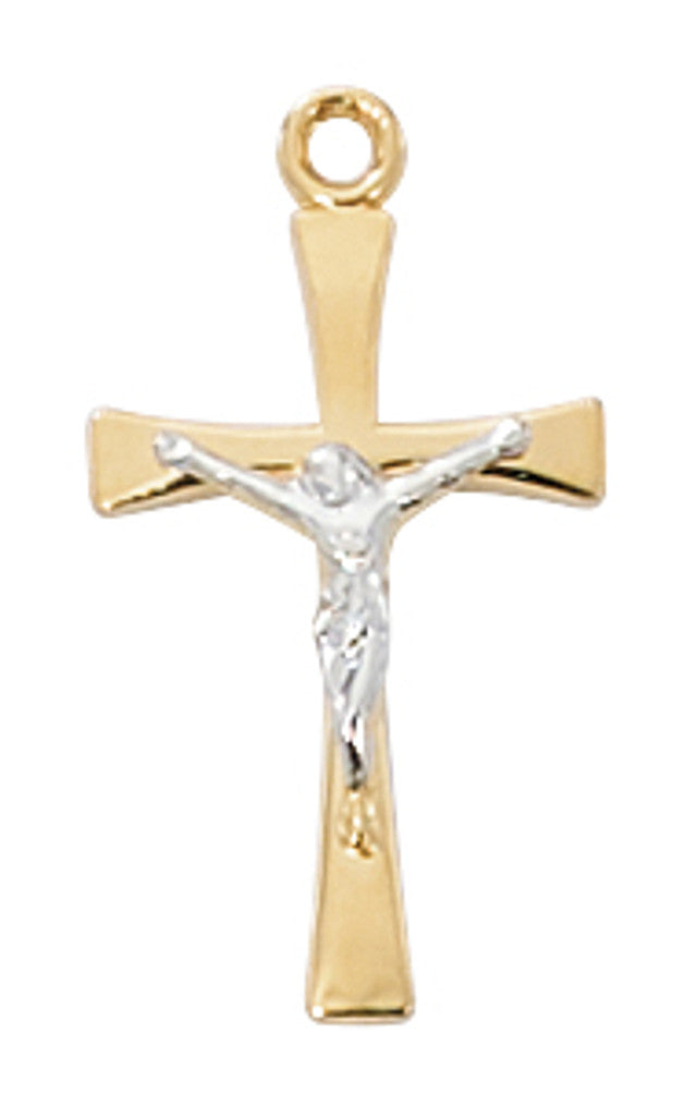 GOLD ON SS CRUCIFIX 18" CH/BX - J9190