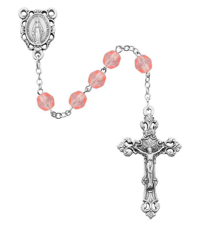6MM ROSE/OCTOBER ROSARY - R391-RSKF