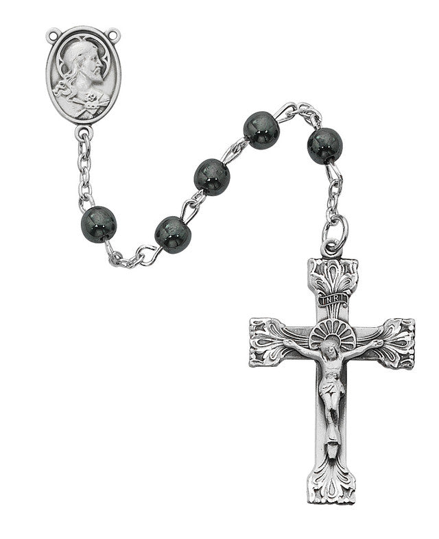 SS 6MM GENUINE HEMATITE ROSARY - 163LF