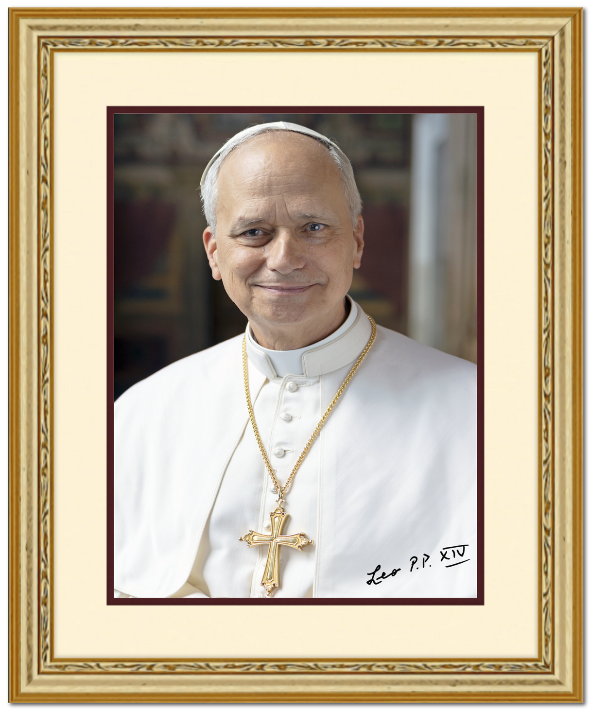 16" x 20" Antique Gold Frame with Pope Leo XIV