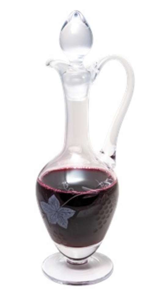 Glass Flagon w/ Grape & Leaf Design | 9137