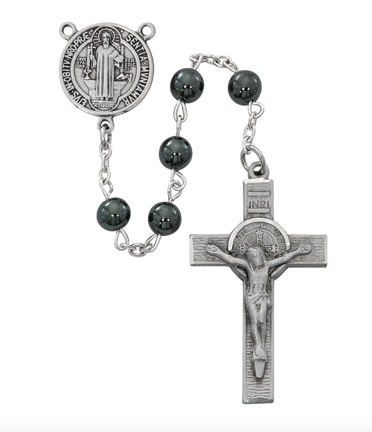 Genuine Hematite St. Benedict Rosary | R700DF