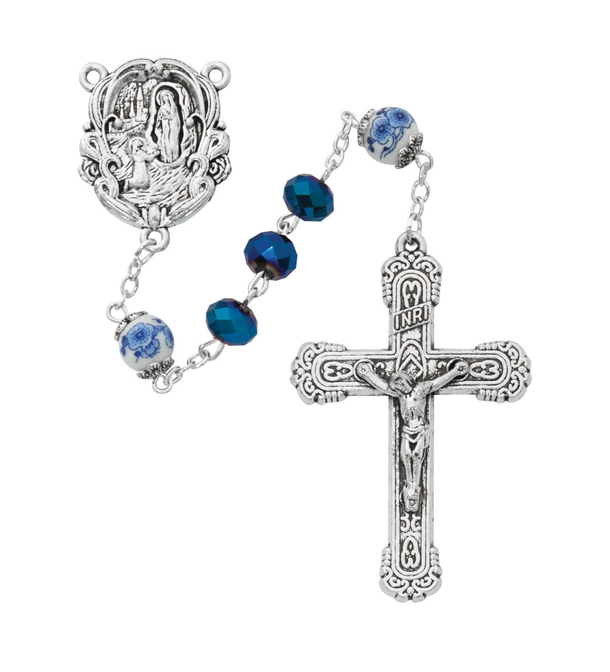 Blue Metallic Lourdes Rosary | R474F
