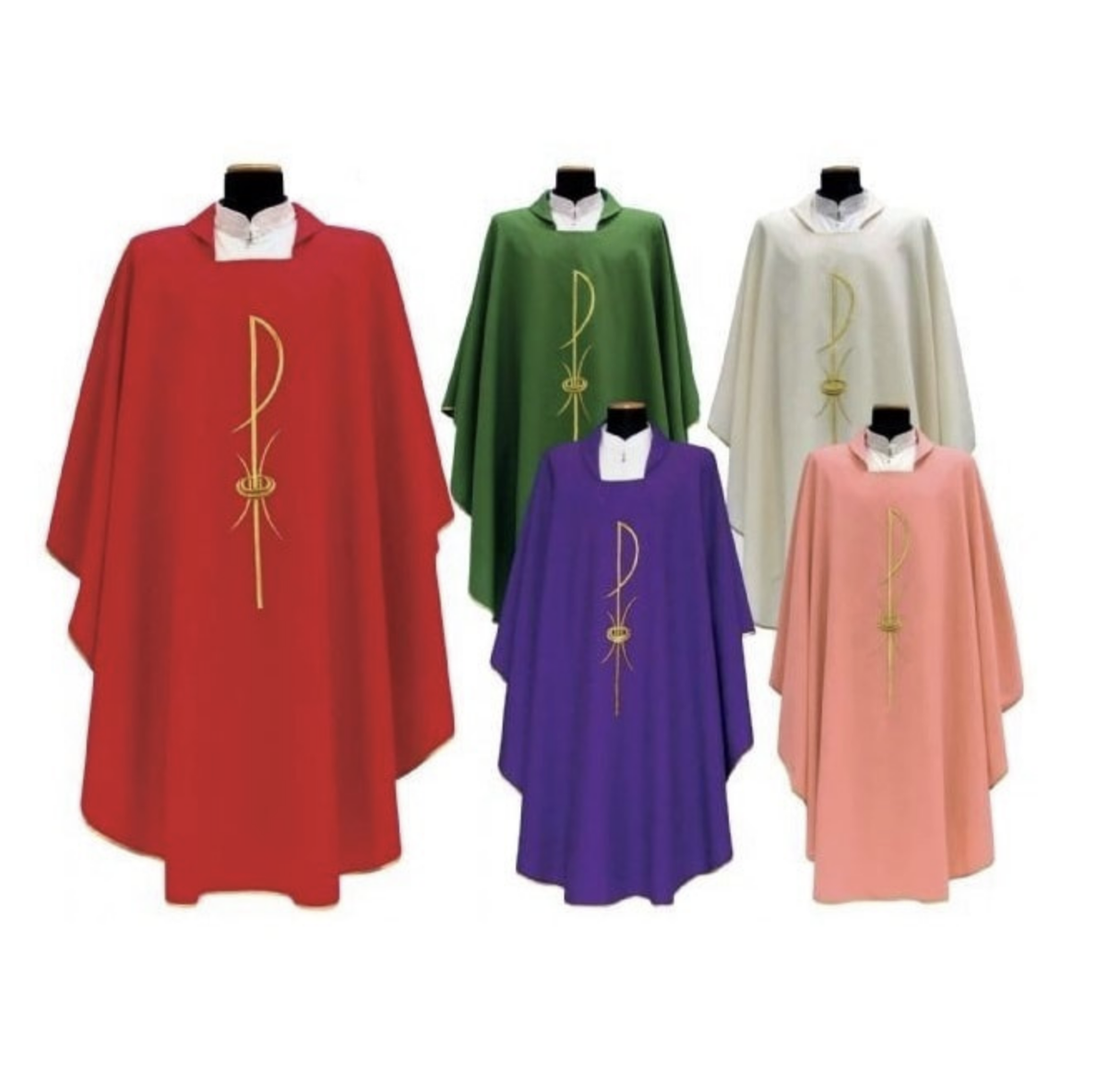 Solivari - Chi Rho Chasuble | Square Collar | 100% Poly | All Colors - #1205