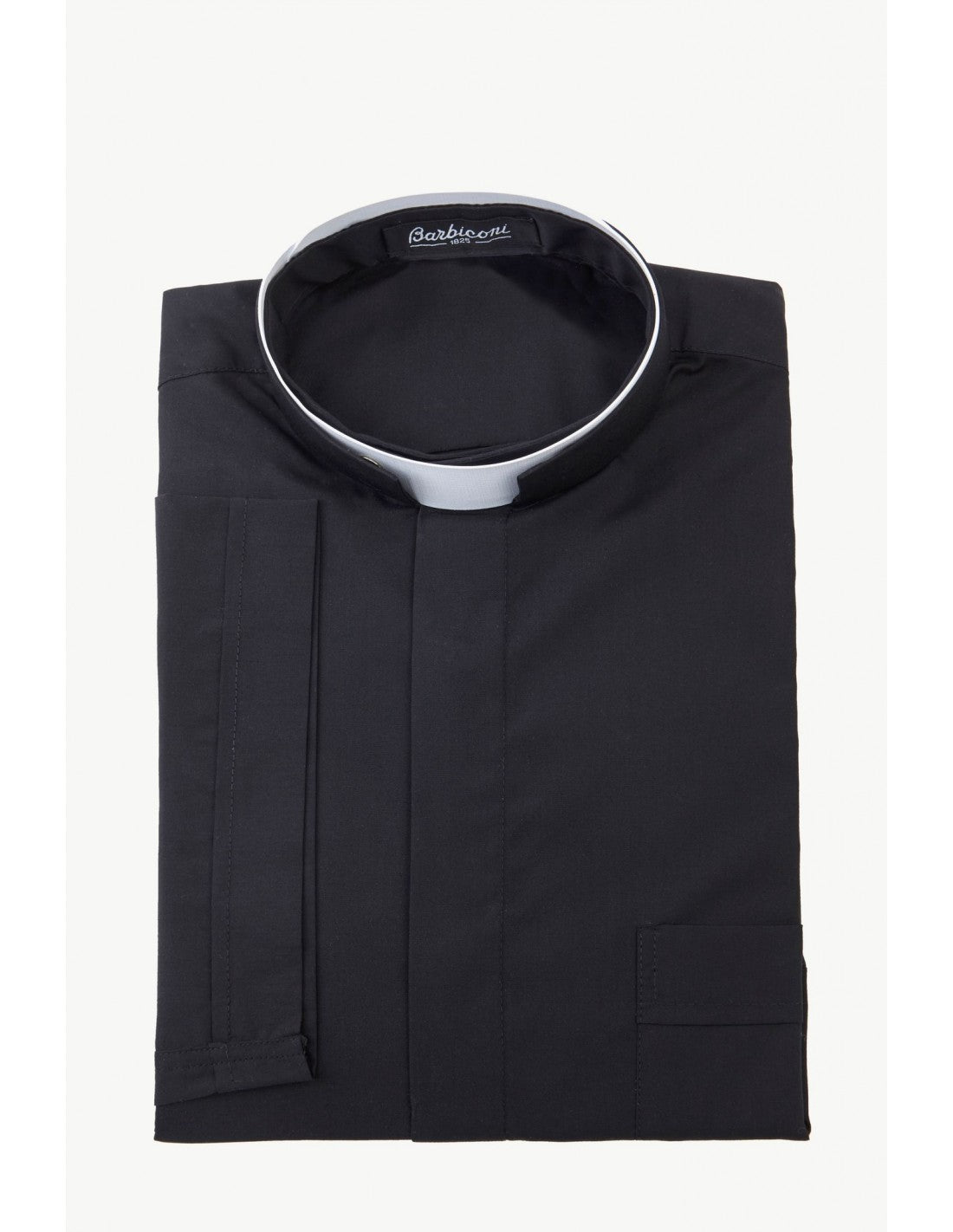 BLACK ROMAN COLLAR CLERGY SHIRT - POLY/COTTON - SHORT SLEEVES | Barbiconi