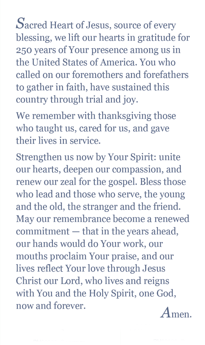 Consecration of the USA to the Sacred Heart of Jesus Prayer Card (100 count)