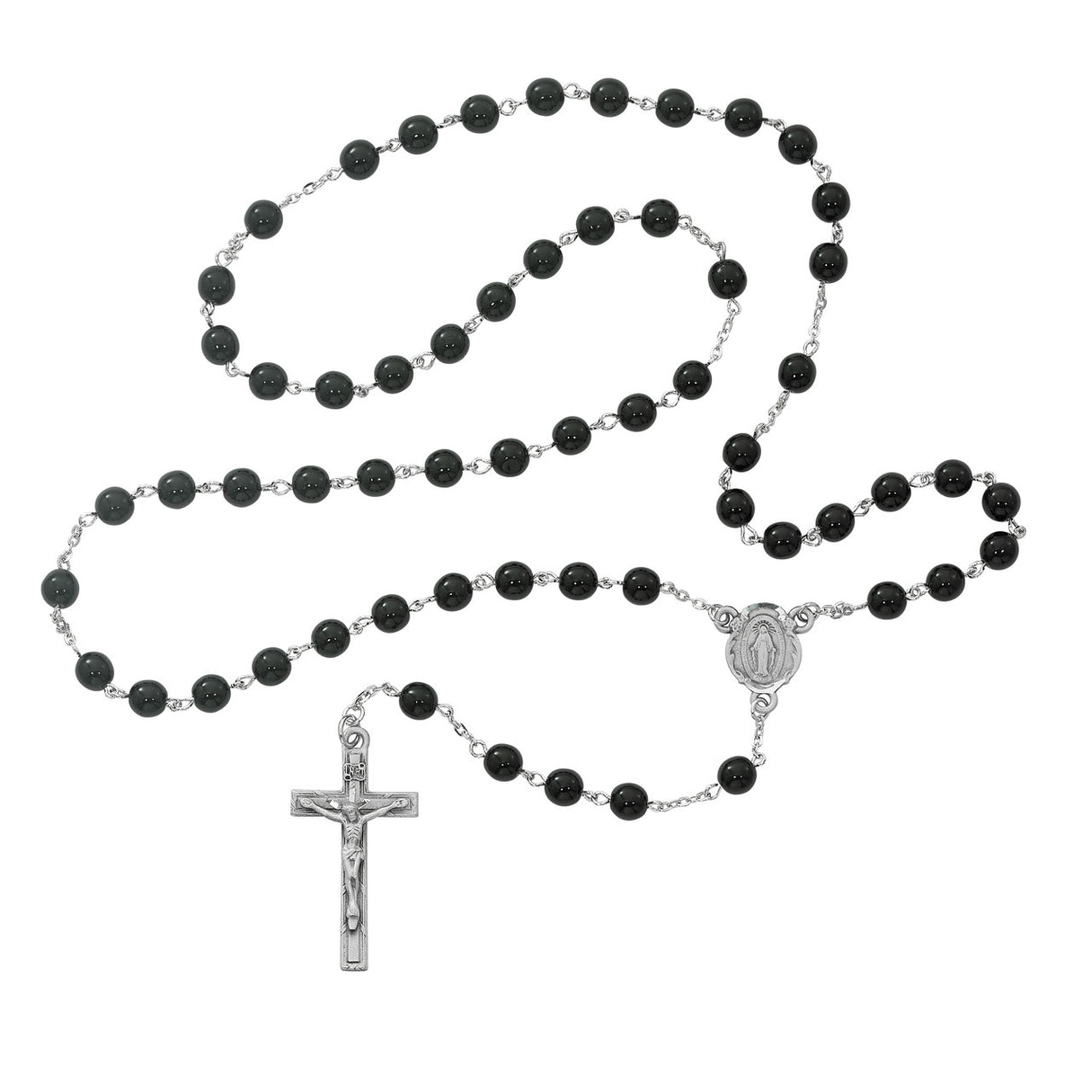 Black Glass Rosary - 7mm - McVan - Chiarelli's Religious Goods & Church Supply