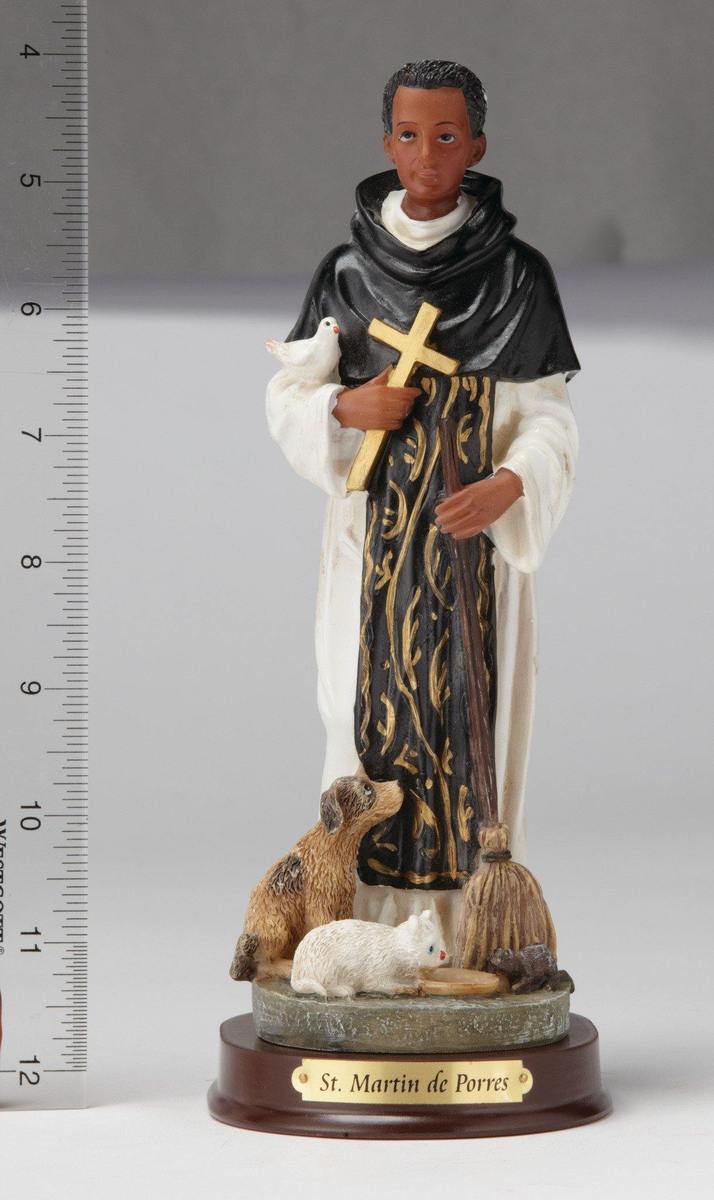 8" Martin de Porres Statue - Hand Painted - Religious Art - Chiarelli's Religious Goods & Church Supply