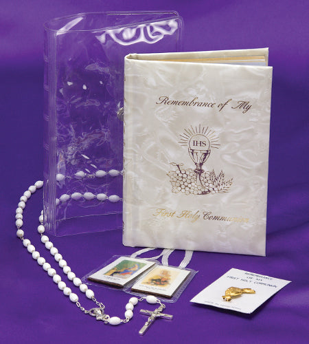 Pearl Marian Children's Mass Book White Pearl First Communion Wallet Set | Malhame