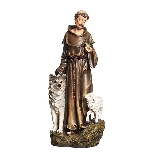 St Francis with Wolf and Lamb Statue 9.75" - Renaissance Collection