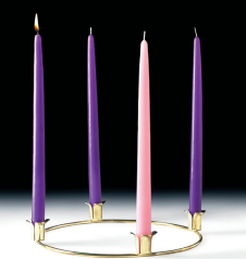 Advent Tapers for the Home | Gold Tone 10" metal wreath with set of 4, 12" Tapered Candles