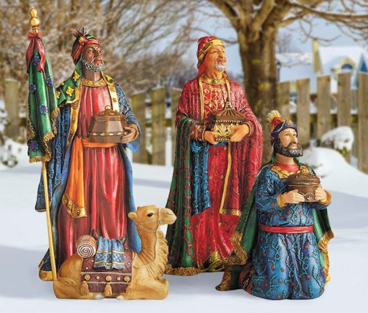 Real Life Outdoor Nativity Set - Three Kings and Sitting Camel Set | Three Kings Gifts