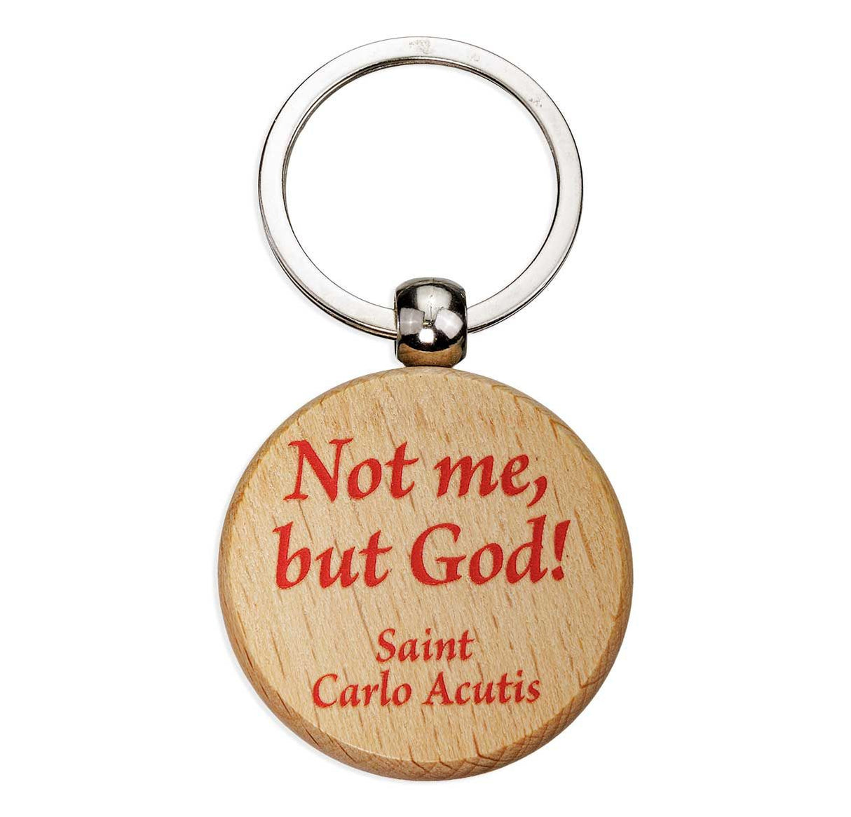 Carlo Acutis Round Wooden Keychain