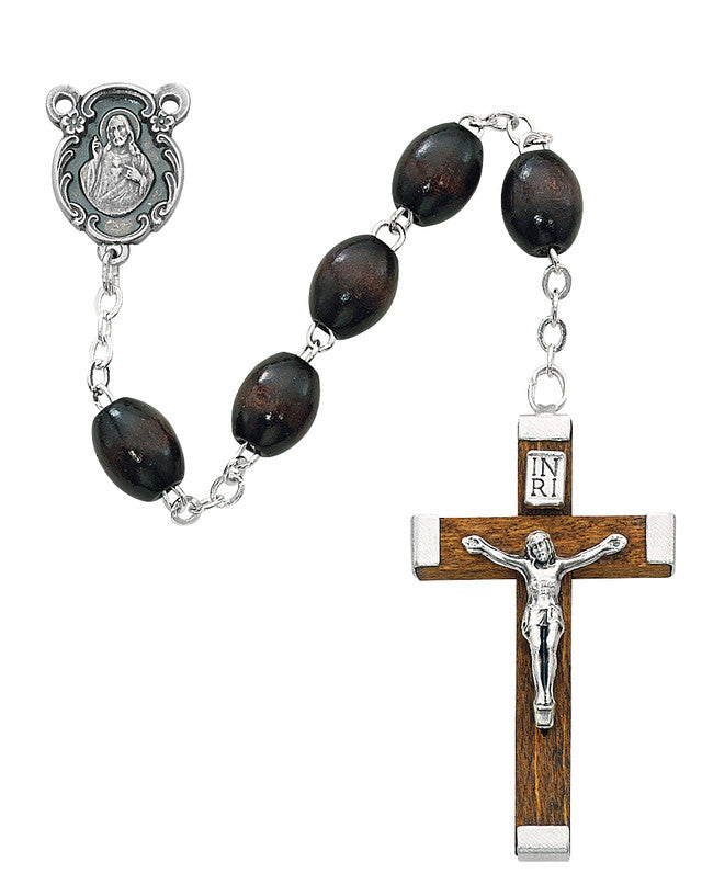 6X8MM BROWN WOOD ROSARY - 150F