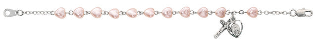 6 1/2" PINK HEART BRACELET - BR174M