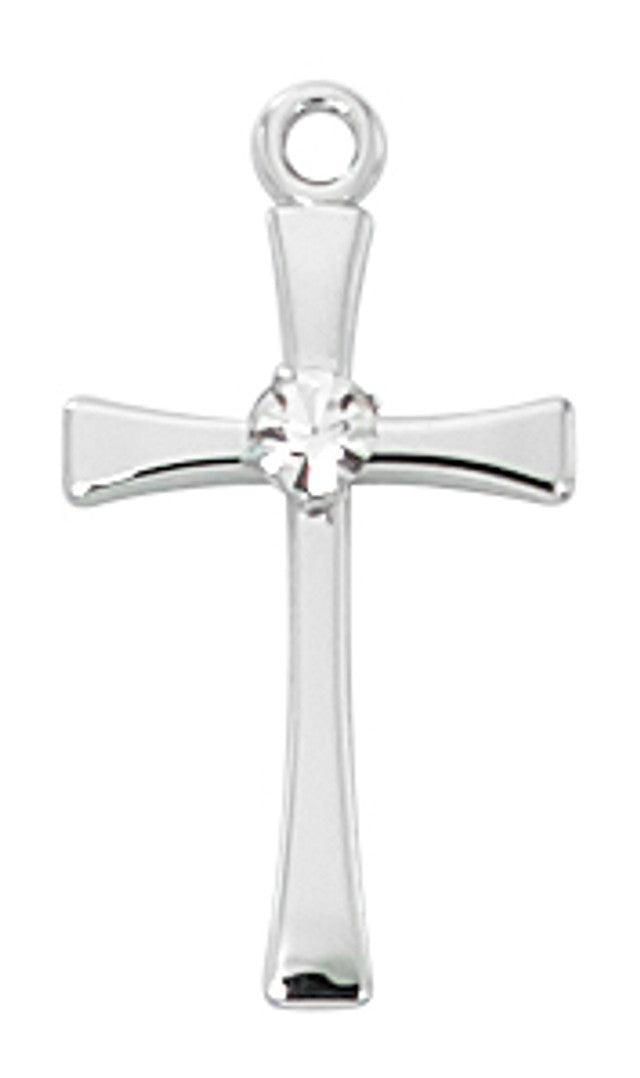 SS CROSS WITH CRYSTAL 16"CH/BX - L9208