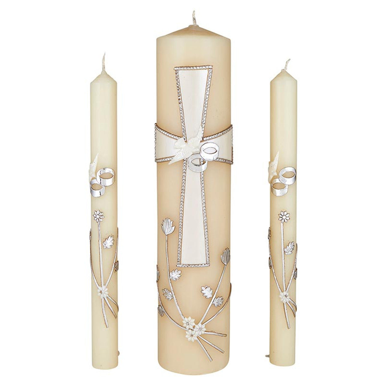 Large Cross Wedding Candle Set