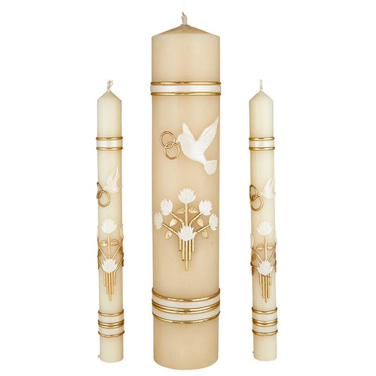 Dove & Ring Wedding Candle Set