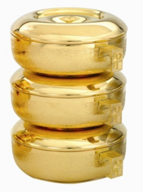 3pc. Stacking Ciboria Set Straw Texture | 451G