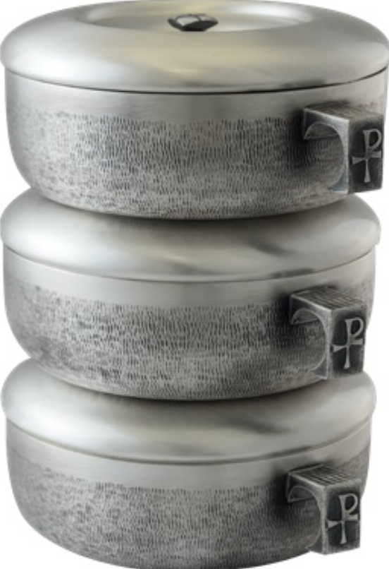 3pc. Stacking Ciboria Set Silver with Straw Textured | 451S