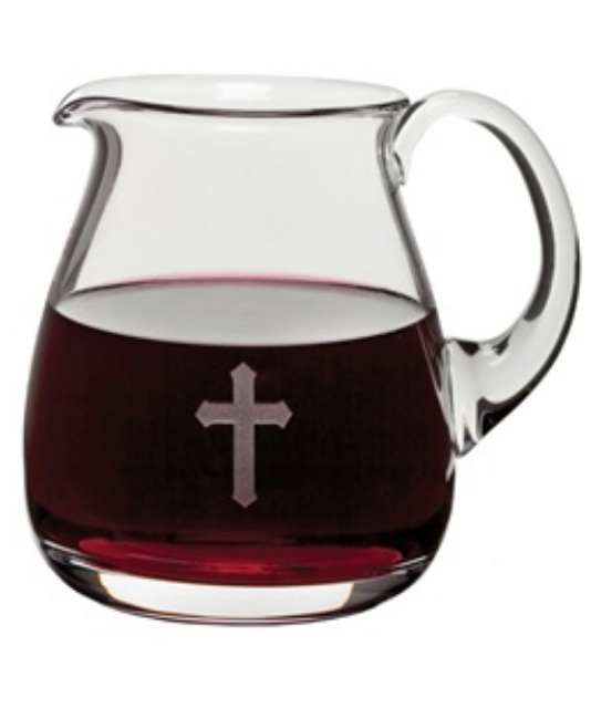 Glass Flagon w/ Etched Cross Design | 9123