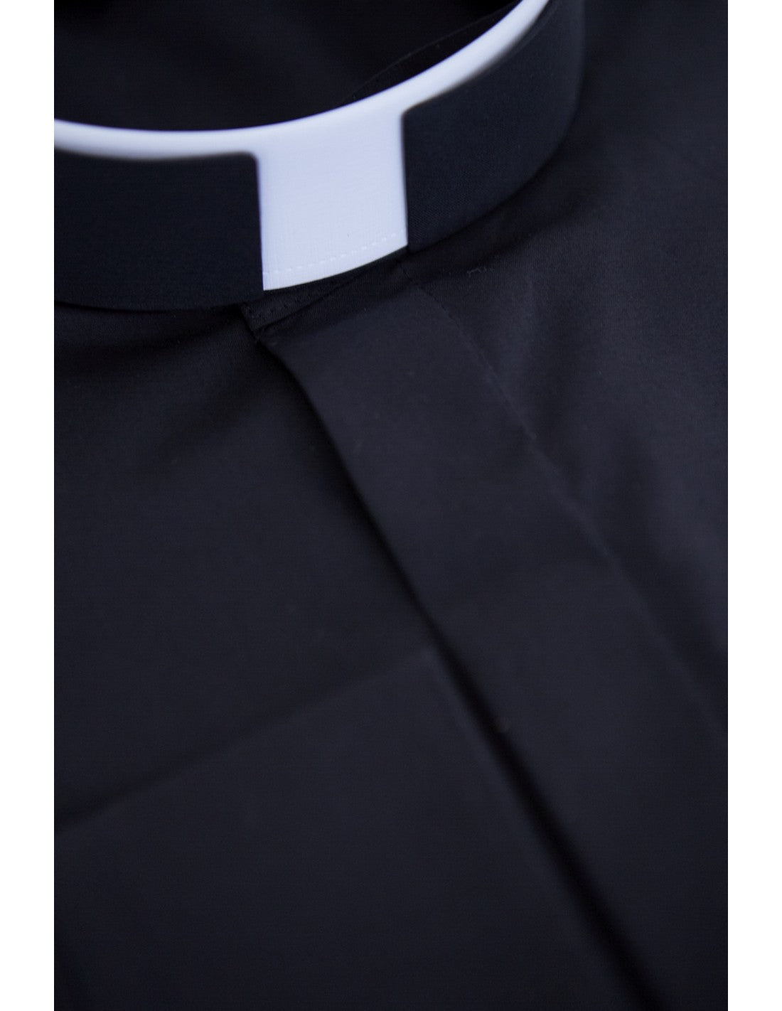 BLACK ROMAN COLLAR CLERGY SHIRT - POLY/COTTON - SHORT SLEEVES | Barbiconi
