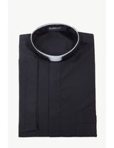 BLACK ROMAN COLLAR CLERGY SHIRT - POLY/COTTON - SHORT SLEEVES | Barbiconi