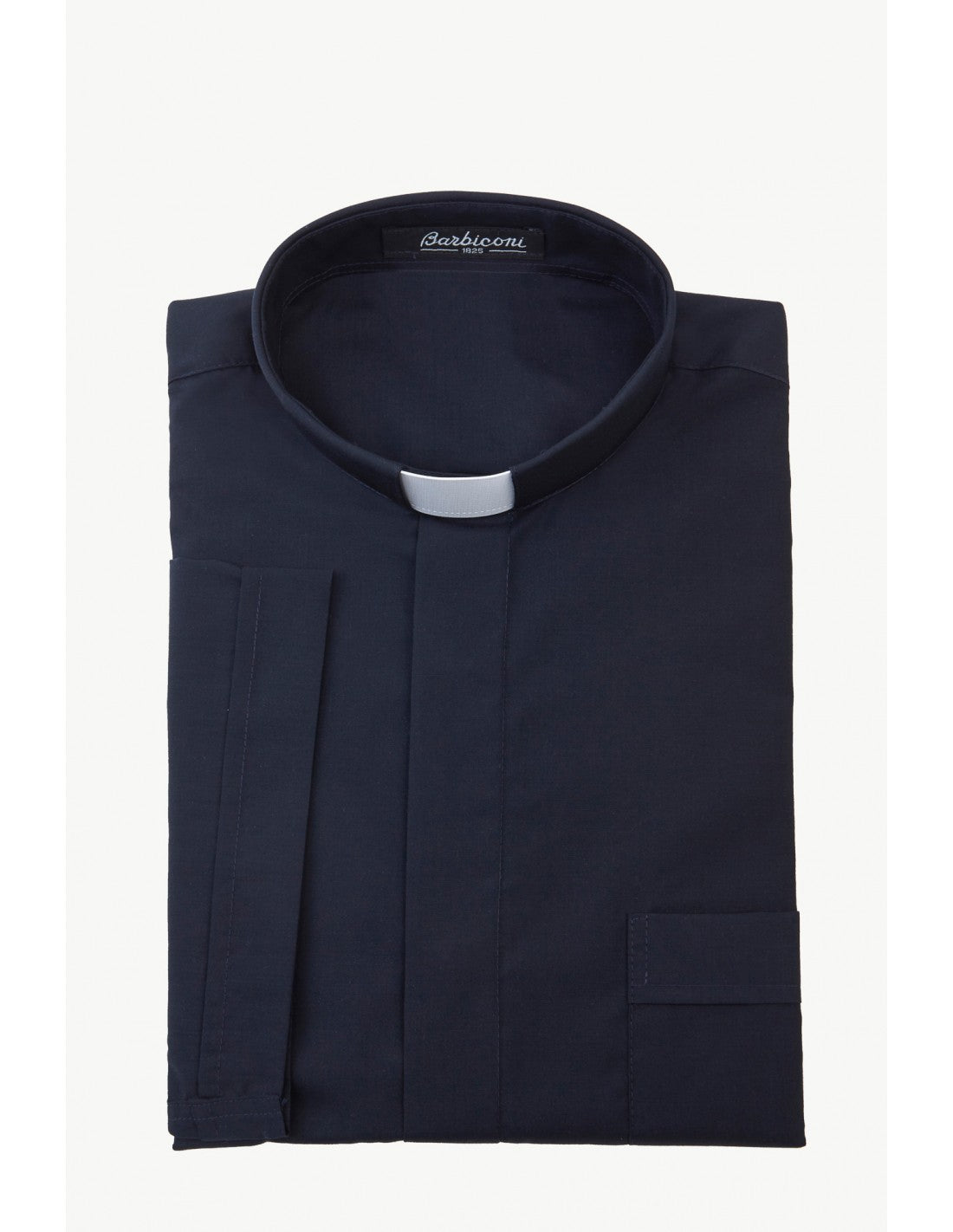 BLACK TAB COLLAR POLYCOTTON CLERGY SHIRT - SHORT SLEEVE