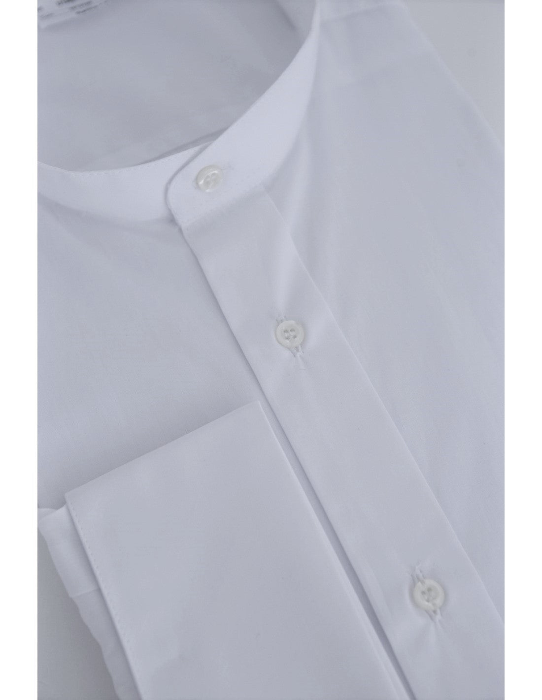 WHITE UNDER CASSOCK CLERGY SHIRT - POLY/COTTON - DOUBLE CUFFS| Barbiconi