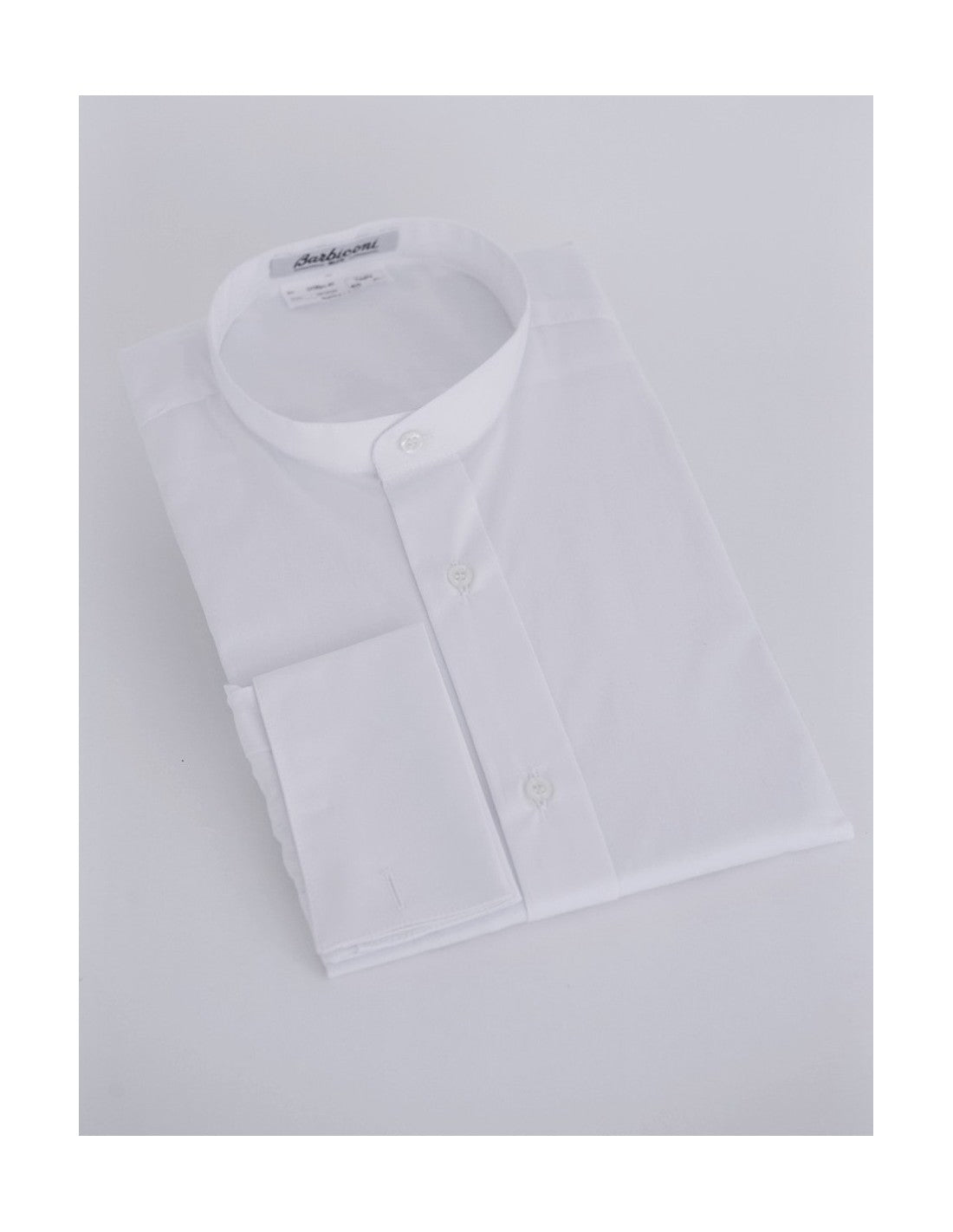 WHITE UNDER CASSOCK CLERGY SHIRT - POLY/COTTON - DOUBLE CUFFS| Barbiconi