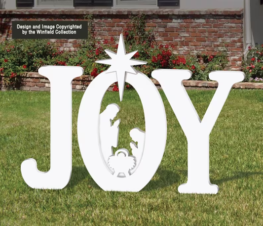 Outdoor Silhouette Nativity - Red / White Joy Sign