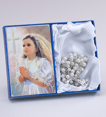 First Communion Fincher Rosary & Prayer Card | Malhame