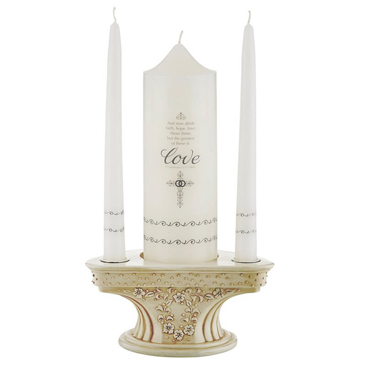 Faith Hope and Love Wedding Unity Candle Set - 2/pk