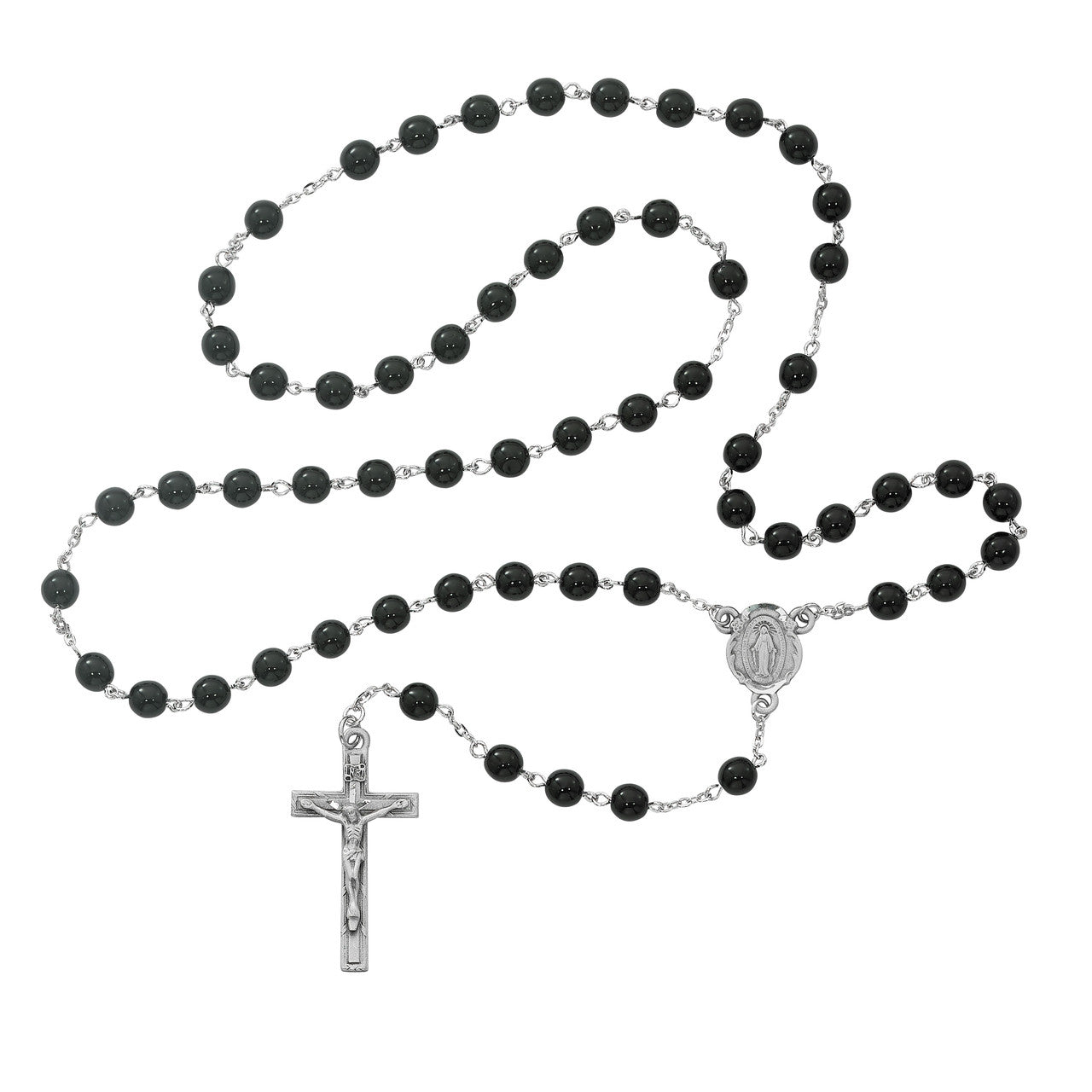 Black Glass Rosary - 7mm - McVan - Chiarelli's Religious Goods & Church Supply
