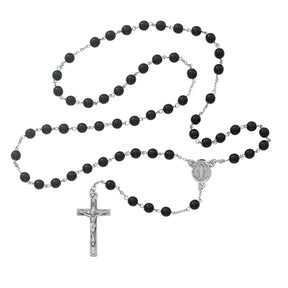 Black Glass Rosary - 7mm - McVan - Chiarelli's Religious Goods & Church Supply