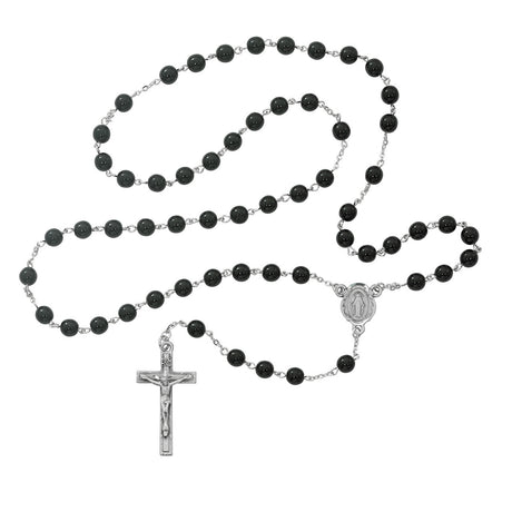 Black Glass Rosary - 7mm - McVan - Chiarelli's Religious Goods & Church Supply