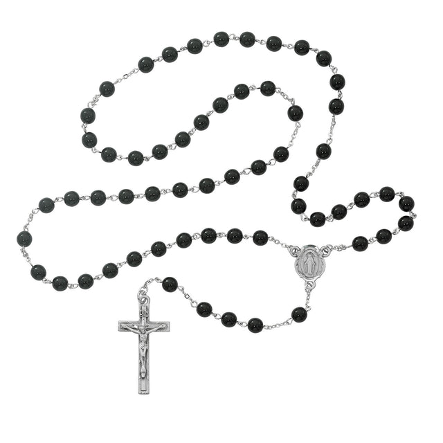 Black Glass Rosary - 7mm - McVan - Chiarelli's Religious Goods & Church Supply