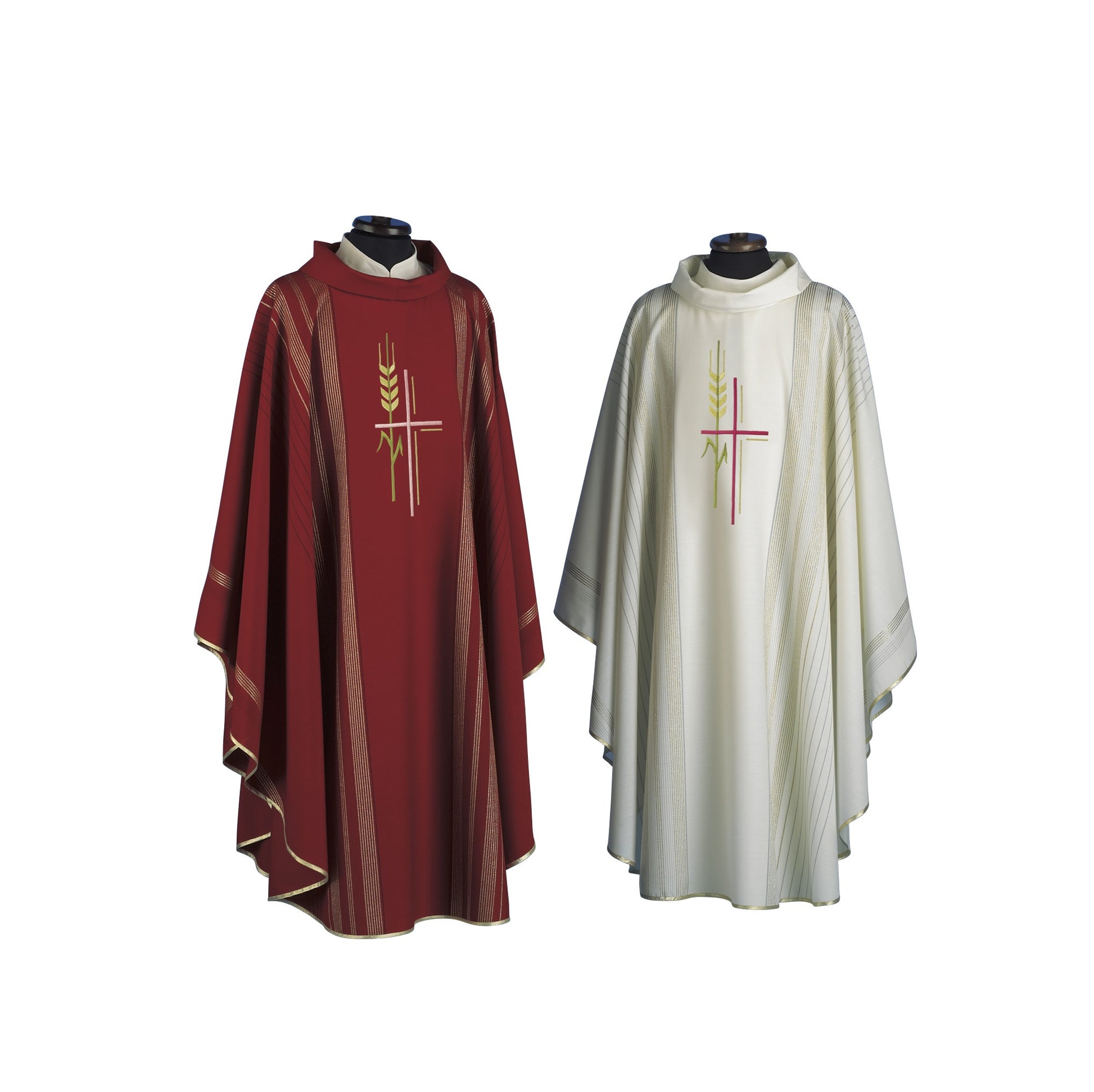 Cross and Wheat Chasuble | Linea Style Fabric | Pure Soft Wool | SLV216 - Solivari - Chiarelli's Religious Goods & Church Supply