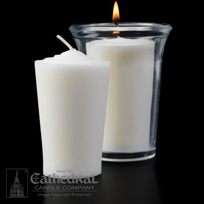 Devotional Candles - Best Quality Votive Lights | 51% Beeswax - Cathedral Candle - Chiarelli's Religious Goods & Church Supply